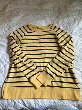 Yellow & Black Striped Crewneck Maternity Sweater
